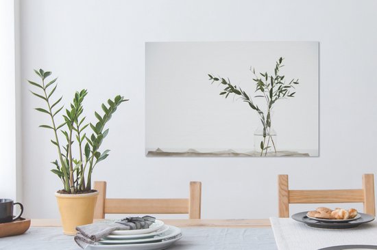 Branches d'eucalyptus dans un vase en verre toile 90x60 cm - Tirage photo sur toile (Décoration murale salon / chambre) / Peintures Fleurs sur toile
