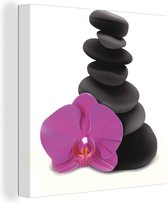 Orchid And Stones - Illustration Vector toile 90x90 cm - Tirage photo sur toile (Décoration murale salon / chambre)