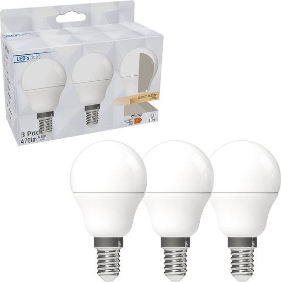 ProLong LED Lamp E14 Mat - G45 Bol - Warm wit licht - 4.5W vervangt 40W - 3 lampen