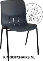 King of Chairs model KoC Denver antraciet met zwart onderstel. Kantinestoel stapelstoel kuipstoel vergaderstoel tuinstoel kantine stoel stapel stoel tuin stoel  kantinestoelen stapelstoelen kuipstoelen stapelbare keukenstoel Napels eetkamerstoel