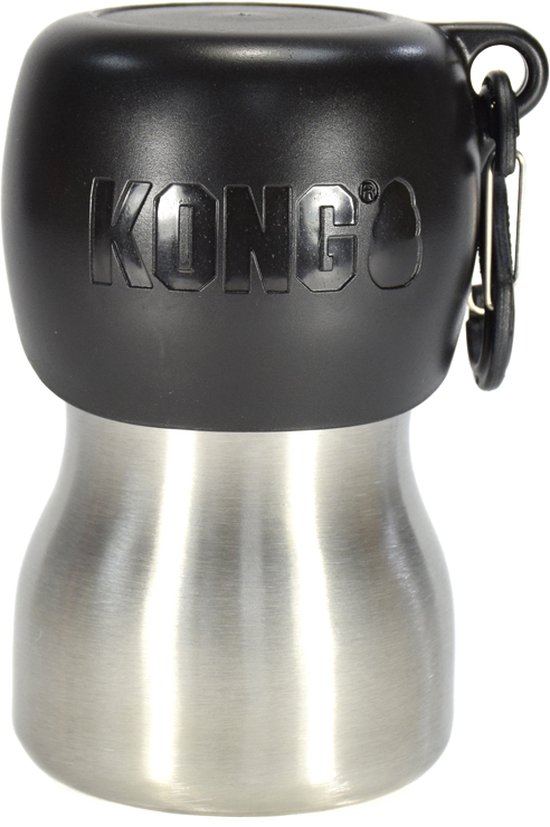 Kong h2o drinkfles rvs zwart (280 ML)