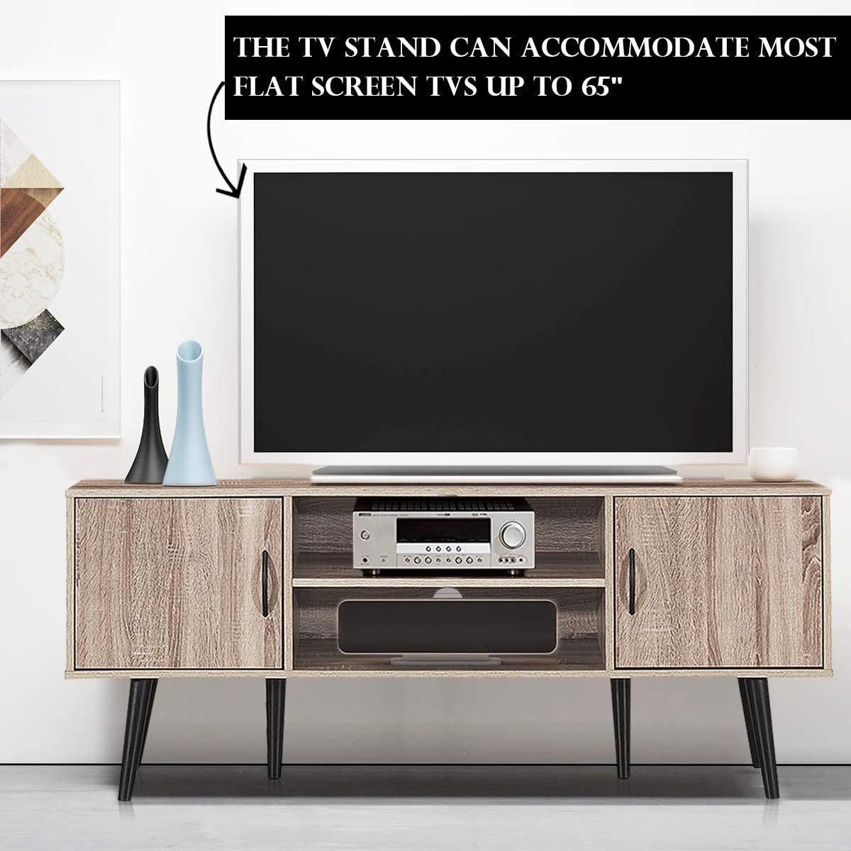 MINGZHE Retro TV-Kast Met Laden - Mediastandaard 137 X 30 X 78 Cm Bruin