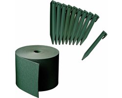 Kunststof grasrand / borderrand groen inclusief 20x grondpennen 20 meter x 15 cm hoogte - Tuin kantopsluitingen