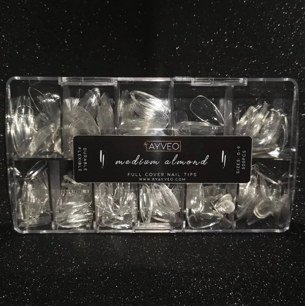 by AYVEO - Full Cover Soft Gel Press on Nails - 500 stuks - Medium Almond - Transparant - Kunstnagel Nepnagel Tips - In Box
