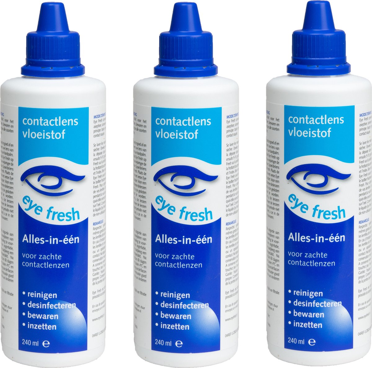 Eye Fresh 3 x 240 ml - Lenzenvloeistof voor zachte contactlenzen - Voordeelverpakking