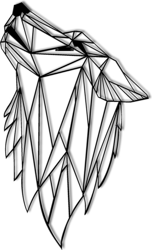 Décoration murale |Tête de loup / Head de loup | Métal - Art mural | Décoration murale | Salle de séjour |Noir| 36x61cm