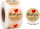 Thank you stickers - 500 stuks - 25 mm - Bedankt stickers - Small business - Thank you stickers op rol - Sluitstickers - Sluitzegel -