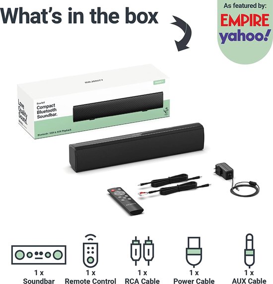 Majority Bowfell Compacte Soundbar - Bluetooth - 50W - RCA - Stereo - met Afstandsbediening - Zwart van Majority — afbeelding 5