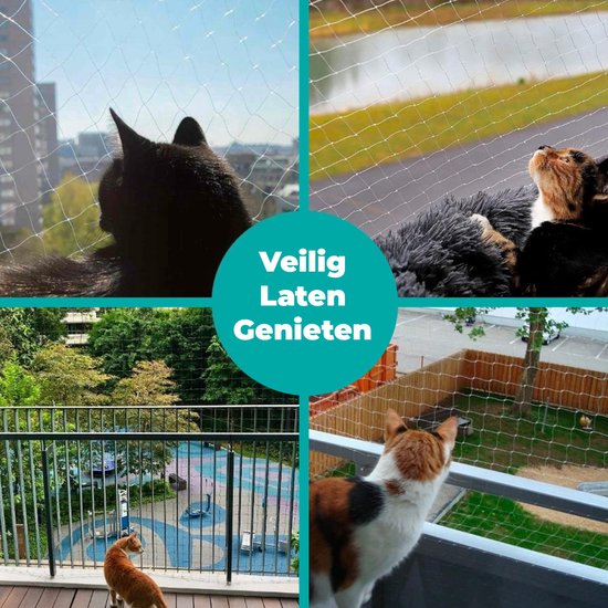Kattennet, beschermnet voor katten, balkonnet, 8x3m, transparant