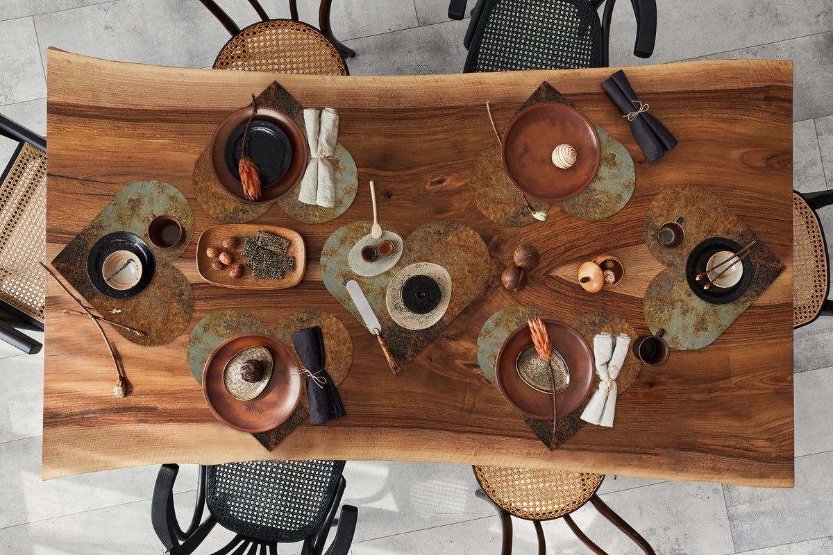 Onderleggers - Placemats - Placemats hartje - Roest print - Muur - Zwart - 8 stuks
