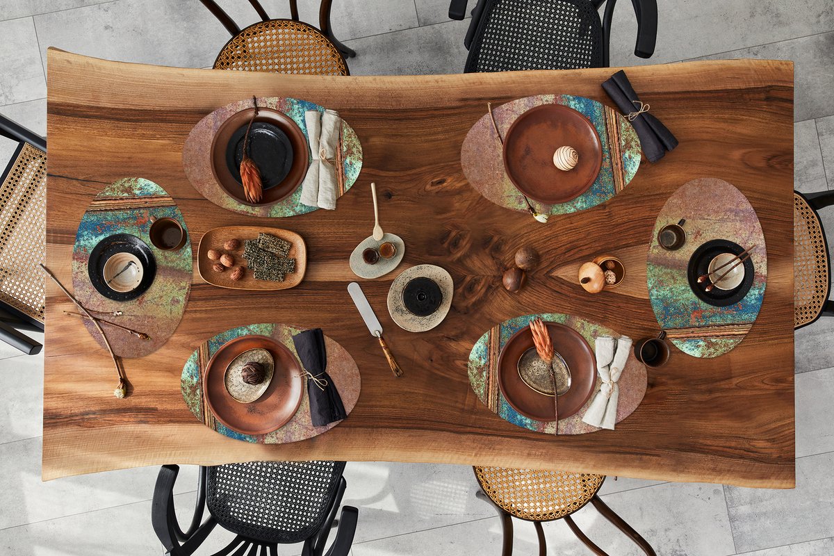 Placemats ovaal - Onderleggers - Ovale placemats - Roest print - Abstract - Metaal - 6 stuks