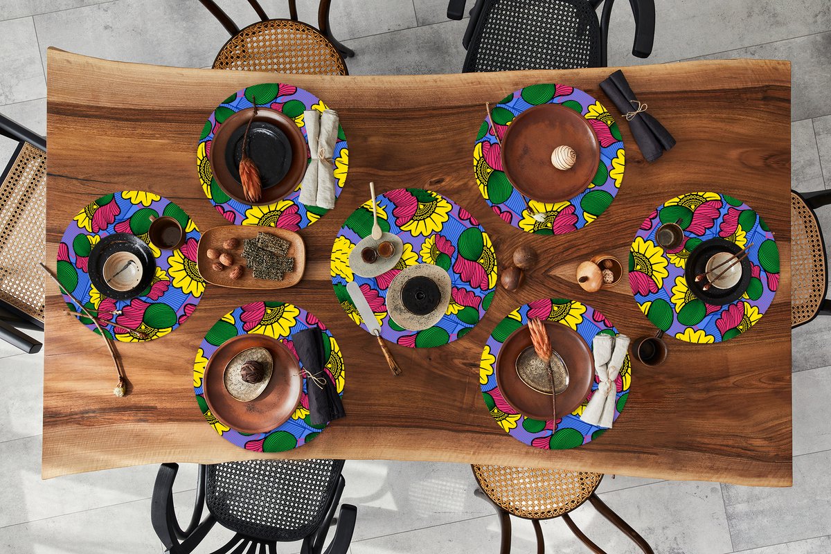 Ronde placemats - Onderlegger - Placemats rond - Bloemen - Patroon - Afrika - 10 stuks