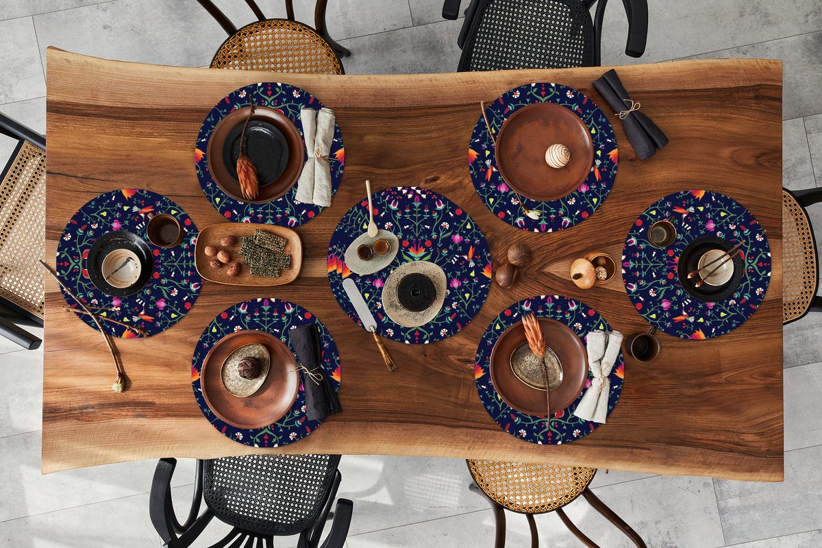 Ronde placemats - Onderlegger - Placemats rond - Bloemen - Eekhoorn - Patronen - 10 stuks