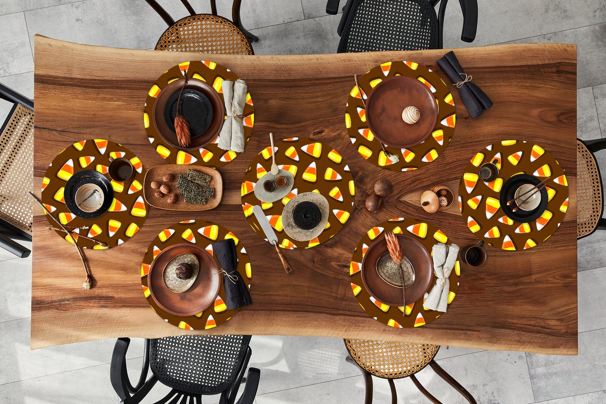 Ronde placemats - Onderlegger - Placemats rond - Eten - Patroon - Snoep - 8 stuks