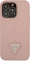 Guess Saffiano Triangle Back Case - Geschikt voor Apple iPhone 13 Pro Max (6.7") - Roze