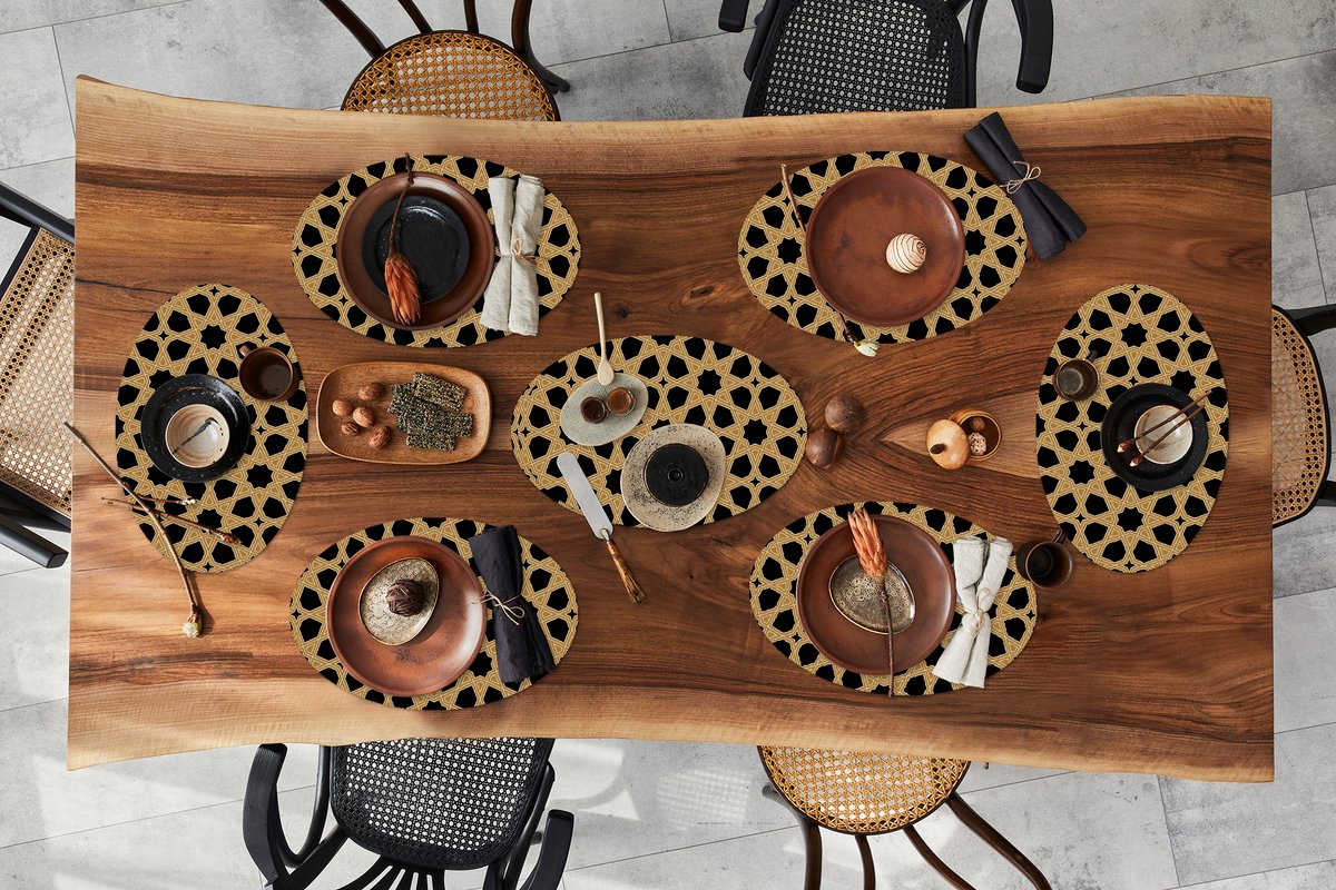 Placemats ovaal - Onderleggers - Ovale placemats - Geometrisch - Patroon - Arabisch - 8 stuks