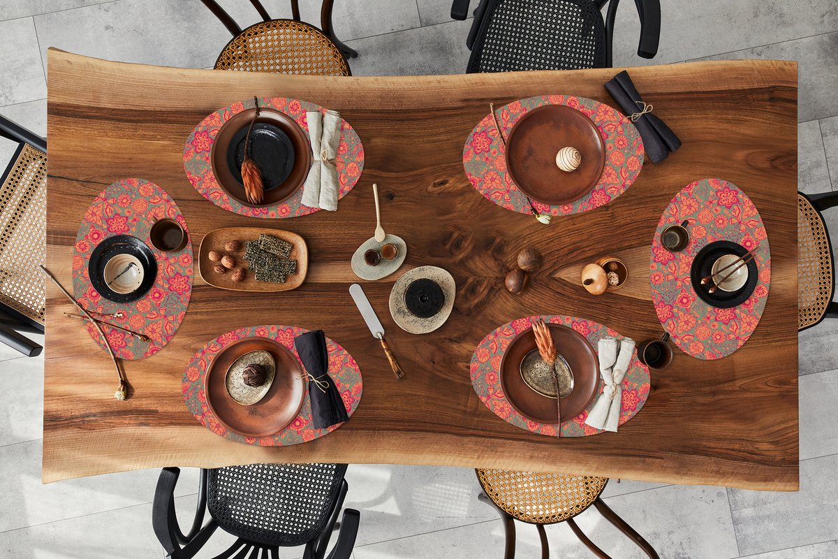 Placemats ovaal - Onderleggers - Ovale placemats - Vlinders - Patronen - Lente - Bohemian - 6 stuks