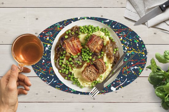 Napperons ovales - Sous-verres - Sets de table ovales - Motif - Peinture - Éclaboussures - 6 pièces