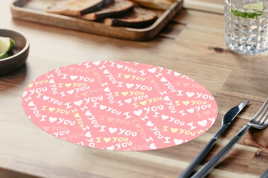 Napperons de table ovales - Dessous de verre - Sets de table ovales - Amour - Citations - Saint-Valentin - 6 pièces