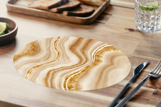 Napperons ovales - Sous-verres - Sets de table ovales - Imprimé marbre - Or - Motif - 8 pièces