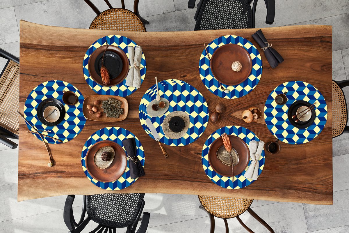 Ronde placemats - Onderlegger - Placemats rond - Cube - Kubus - Patronen - 10 stuks