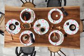 Sets de table ronds - Dessous de verre - Napperons ronds - Gâteau - Thee - Cupcake - Rose - Design - 8 pièces