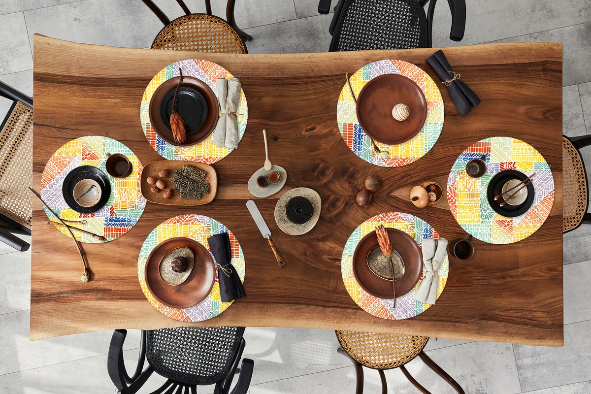 Ronde placemats - Onderlegger - Placemats rond - Patronen - Mozaïek - Abstract - 6 stuks
