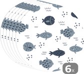 Ronde placemats - Onderlegger - Placemats rond - Patronen - Jongens - Vissen - Kinderen - 6 stuks