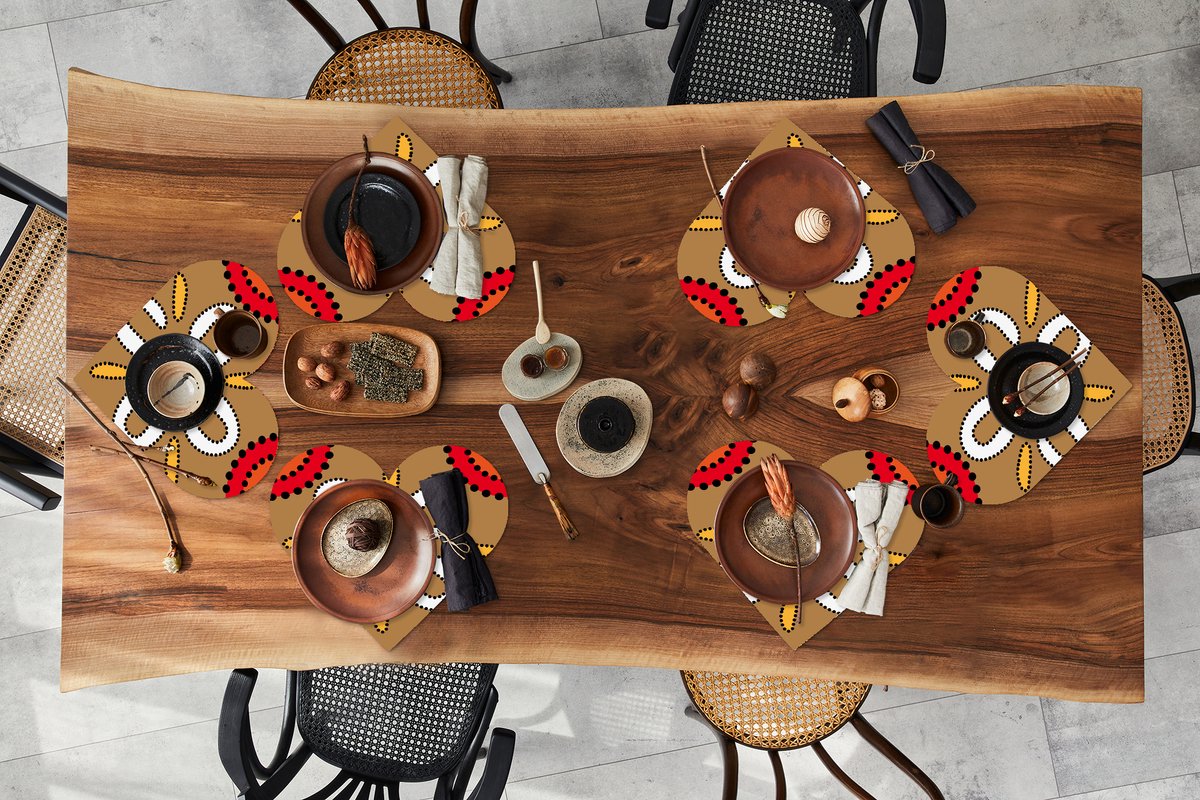 Onderleggers - Placemats - Placemats hartje - Design - Bloemen - Stippen - 6 stuks