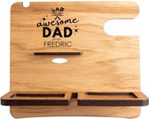 Desk Organizer Vaderdag op maat - Eiken - Bureau Organizer - Telefoonhouder - Tablethouder - Smartwatch Houder - Sorteren spullen - WoodWideCities