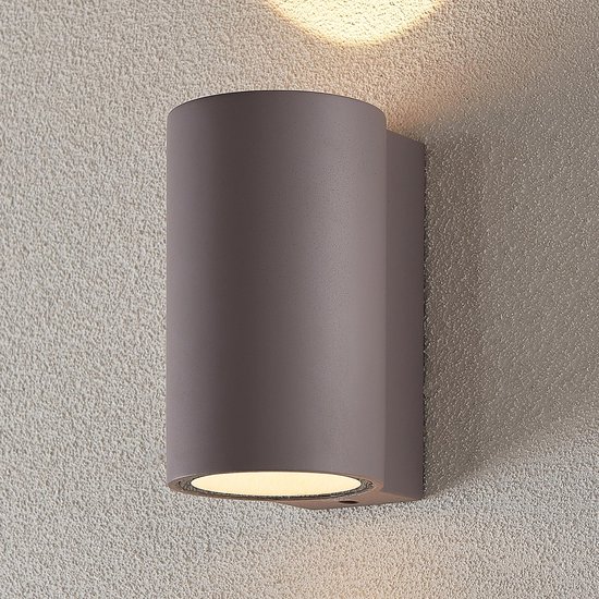 Lindby - LED wandlamp buiten - 2 lichts - beton - H: 20 cm - grijs - Inclusief lichtbronnen