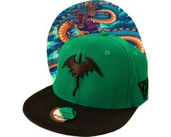 Capiche® Snapback Pet Heren – Chinese Draak – Groen & Zwart – Verstelbaar met Druksluiting – Sportcap – Baseball Cap – Mannen Cap – Draken Pet
