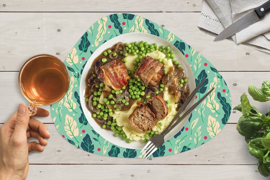 Set de table bio - Napperons de table bio - Dessous de verre - Feuilles - Baie - Motif - Hiver - 6 pièces - Noël - Cadeau - Cadeau de Noël pour hommes, femmes et enfants