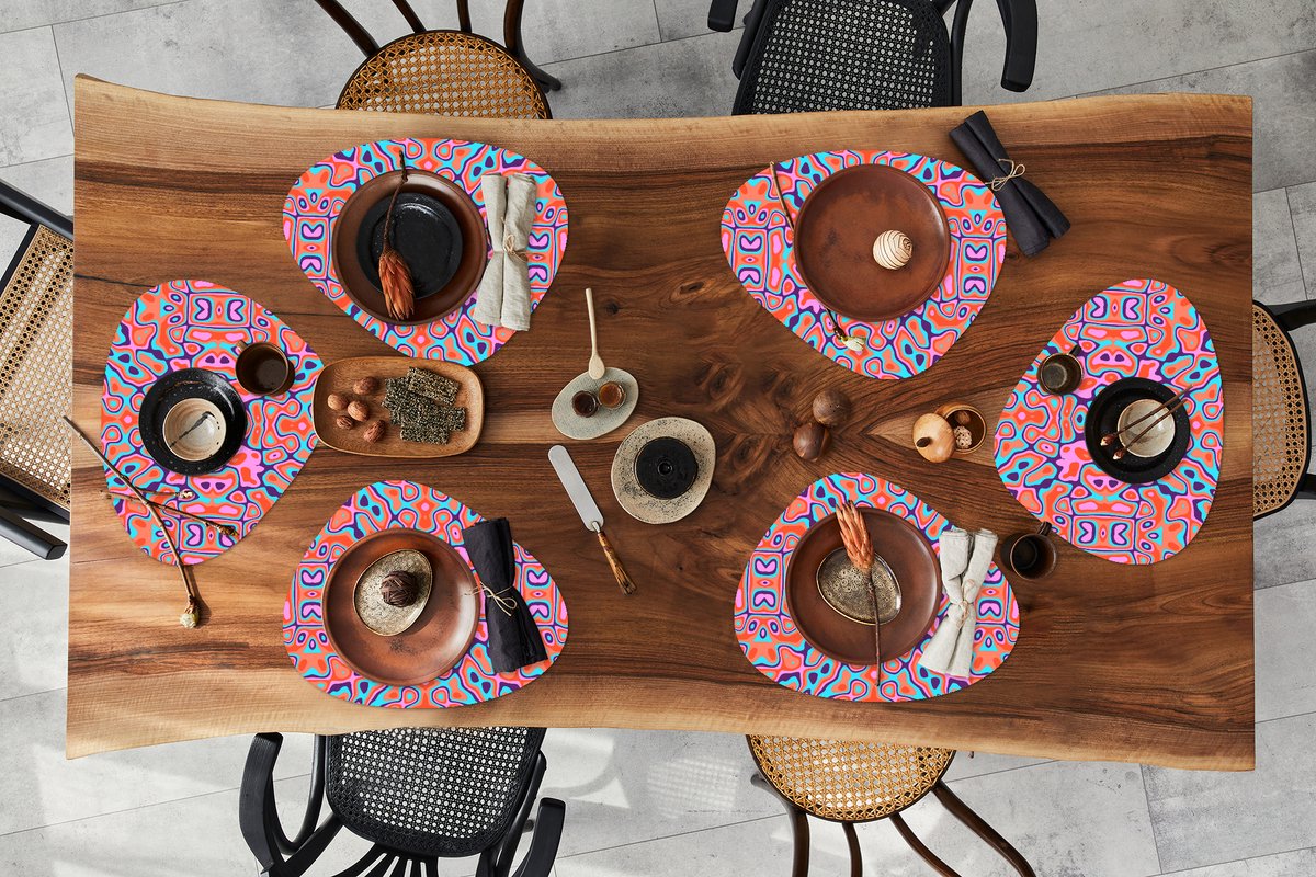 Placemat organisch - Placemats organic - Onderleggers - Patronen - Lavalamp - Abstract - 6 stuks