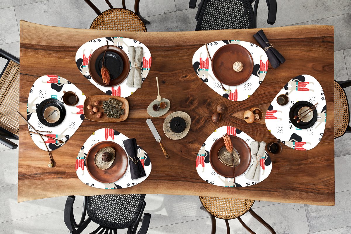 Placemat organisch - Placemats organic - Onderleggers - Jongens - Patroon - Superheld - 6 stuks