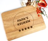 Snijplank hout - Vaderdag cadeau - Papa's 5-sterren keuken - Cadeau papa - 35x23cm - Houten snijplank - Cadeau vader - papa cadeau