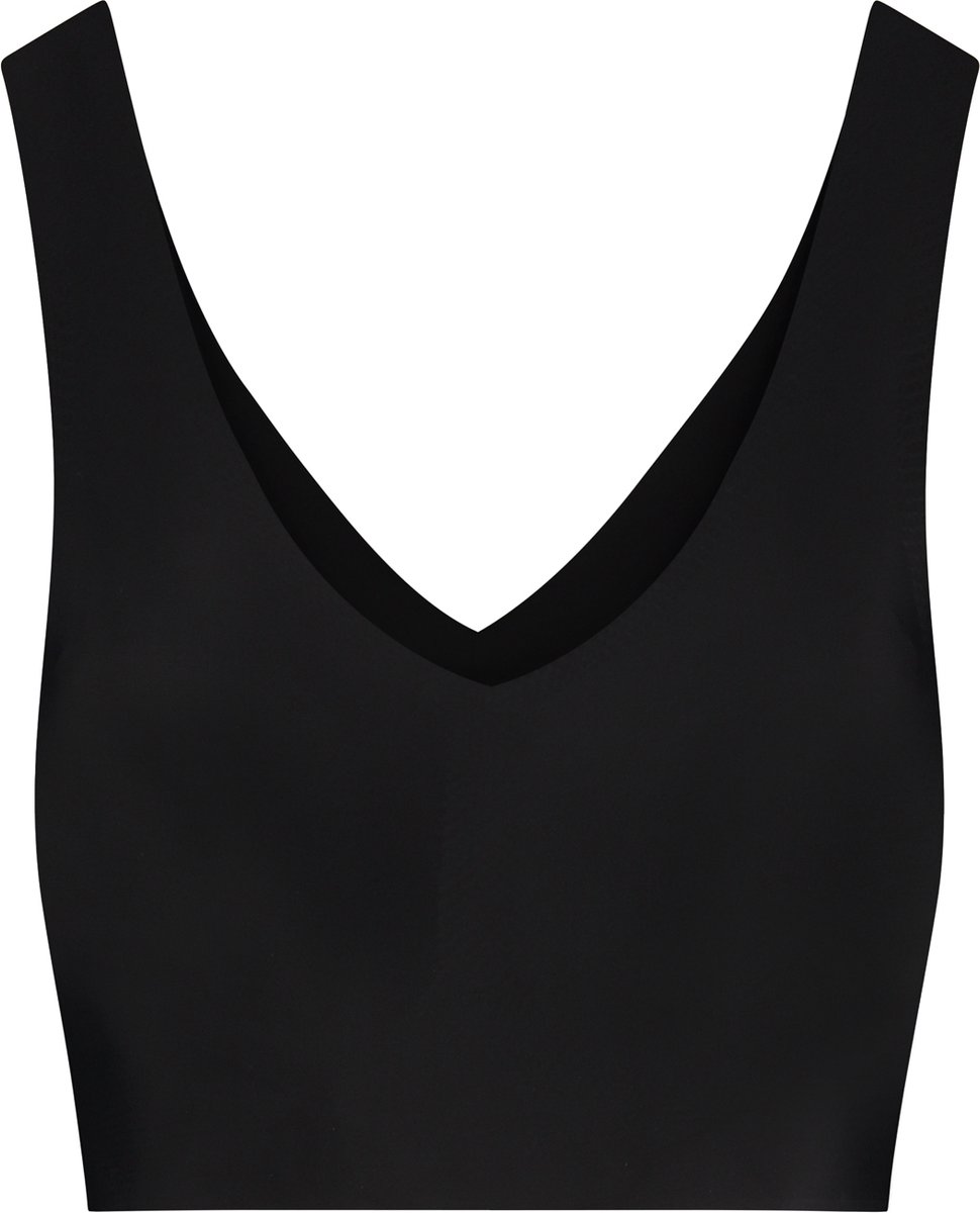 Bye Bra V-hals bh-top, naadloze draadloze bralette met lichte ondersteuning, comfortabele onzichtbare pasvorm voor dagelijks gebruik, dames, 3 kleuren, S-XXL (VK, Alpha, L, Regular, Regular, Standard, Zwart)