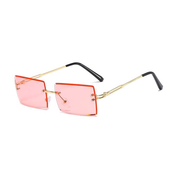 Freaky Glasses - Zonnebril rechthoekig - Festivalbril - Bril - Feest - Glasses - Heren - Dames - Unisex - Kunststof - roze van Freaky Glasses — afbeelding 2