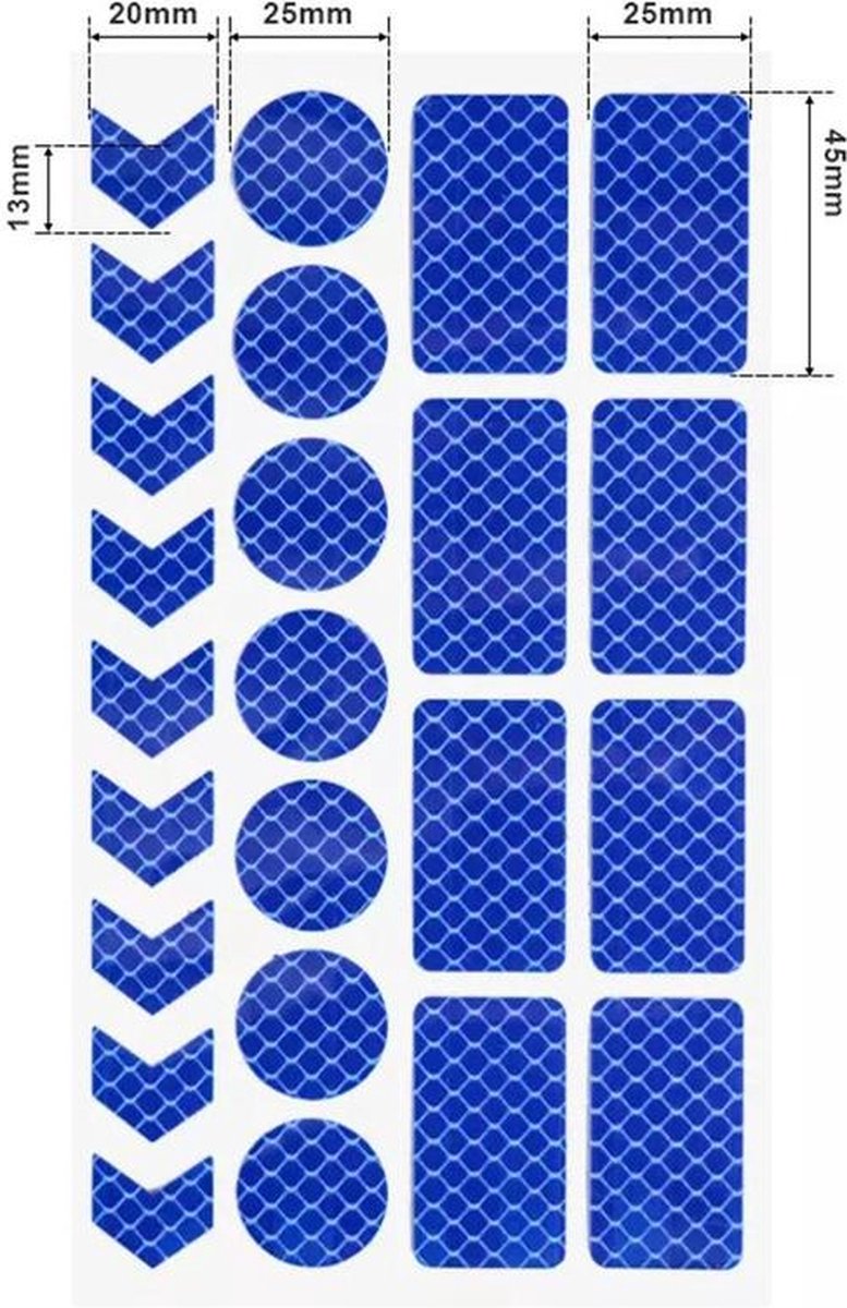 Fietsreflector - Reflecterende Veiligheids stickers blauw  - Reflectie tape voor in het verkeer - Maak wandelwagens, koffers, buggy's, skelters, helms, fietsen etc goed zichtbaar in het donker. — afbeelding 5