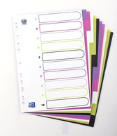 OXFORD MyColour tabbladen, formaat A4, uit gekleurde PP, 11-gaatsperforatie, 10 tabs 20 stuks