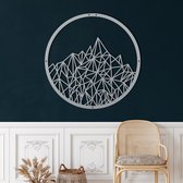 Décoration murale | Berg Géométrique / Montagne Géométrique| Métal - Art mural | Décoration murale | Salle de séjour |Argent| 60x60cm