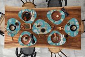 Set de table bio - Napperons bio - Dessous de verre - Automne - Motifs - Maison - 8 pièces
