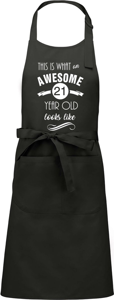 Awesome 21 year - 21 jaar cadeau - keukenschort - BBQ schort - verjaardag - chique grijs