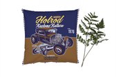 Coussins décoratifs - Oreillers Salon - 50x50 cm - Mancave - Vintage - Voiture - Marron - Blauw