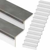 Traprenovatie set - recht - 12 treden PVC toplaag Cement donker incl. witte stootborden