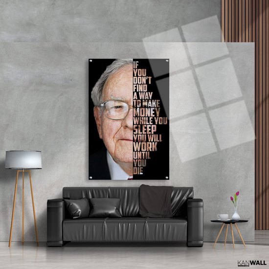 Luxe Plexiglas Schilderij Warren Buffett | 40x60 | Woonkamer | Slaapkamer | Kantoor | Muziek | Design | Art | Modern | ** 5MM DIK**
