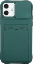 Coque Arrière iPhone 13 avec Protection Caméra – Siliconen – Porte-Cartes – TPU – Apple iPhone 13 – Vert Foncé