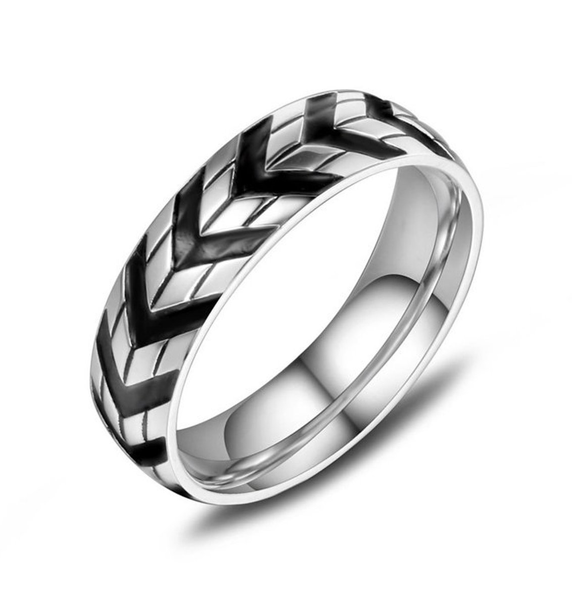 Ring heren staal zilver zwart kleur - Stalen Ringen van Mauro Vinci - met Geschenkverpakking - Sieraden voor de Man - Maat 9