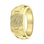 Lucardi Heren Gerecycled stalen goldplated ring surinaamse mattenklopper - Ring - Staal - Goudkleurig - 19 / 60 mm