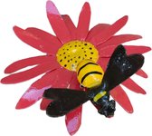 Bouchon de jardin Floz Design grande fleur rouge - fleur avec abeille - 1 mètre de haut - commerce équitable